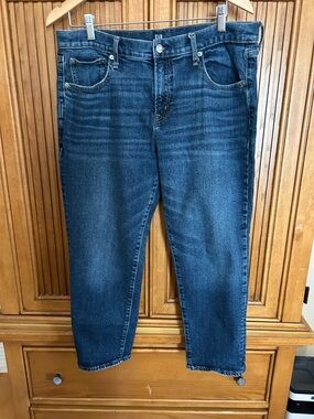 GAP Dark Indigo Relaxed Girlfriend Cropped Jeans